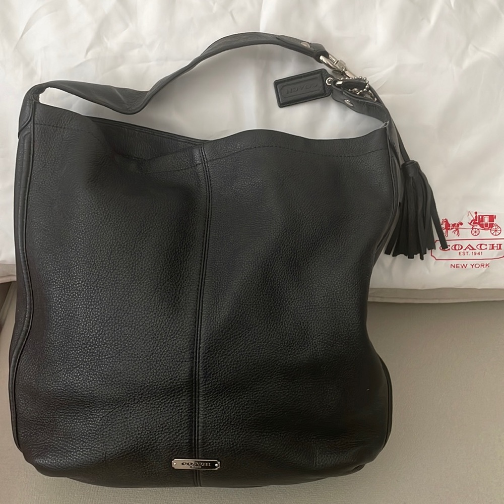 Authentic Coach Leather Hobo- Black